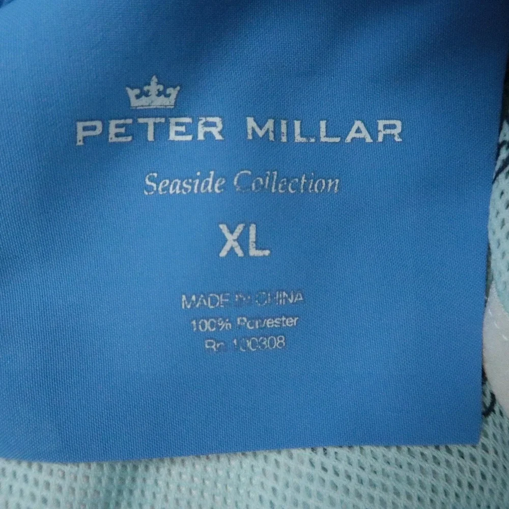 Peter Millar Shorts Mens XL Pink Blue Print Seaside Collection Shorts Lined Crab